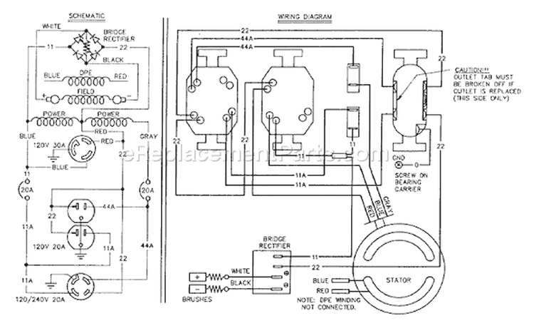 Page E Diagram and Parts List for 9024-0  Briggs and Stratton Generator